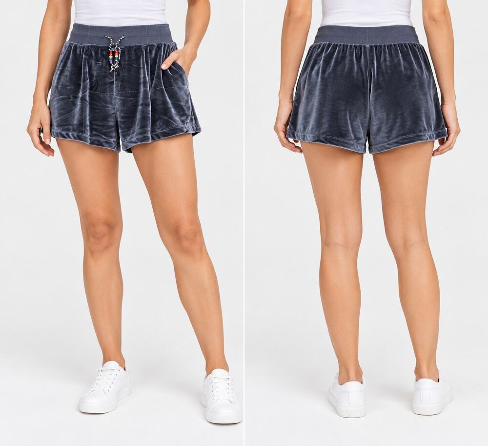 Natural Life Womens M Gray Blue Velvet Beaded Boho Skort Pull On Casual